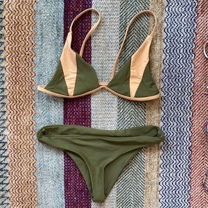 Stone Fox Swim bottom size small green/beige
